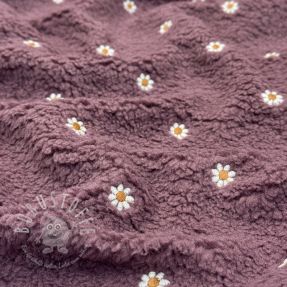 Mantelstoff TEDDY EMBROIDERY Mini rosewood